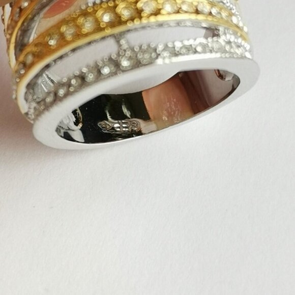 NWT silver gold cz dome ring sz 8 - Picture 6 of 7